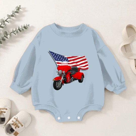 Discover Trike with Flag Baby Romper Sweatshirts