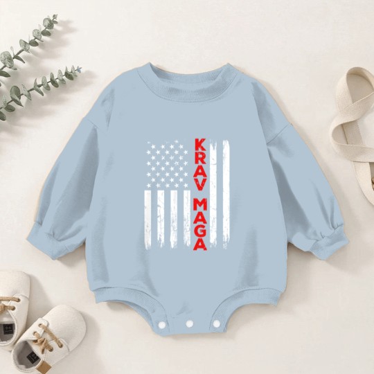 Discover Krav Maga Self Defense USA American Flag Fighter Baby Romper Sweatshirts