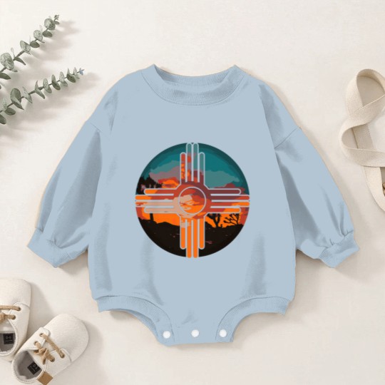 Discover New Mexico Zia Symbol And Landscape Art Baby Romper Sweatshirts Baby Romper Sweatshirts