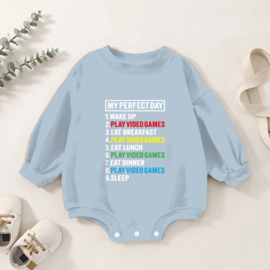 Discover My Perfect Day Video Games Funny Gamer Gift Boys M Baby Romper Sweatshirts
