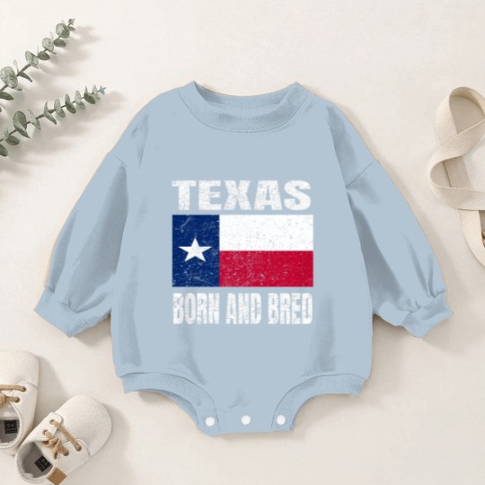 Discover Texas Born And Bred - Vintage Texas State Flag Baby Romper Sweatshirts