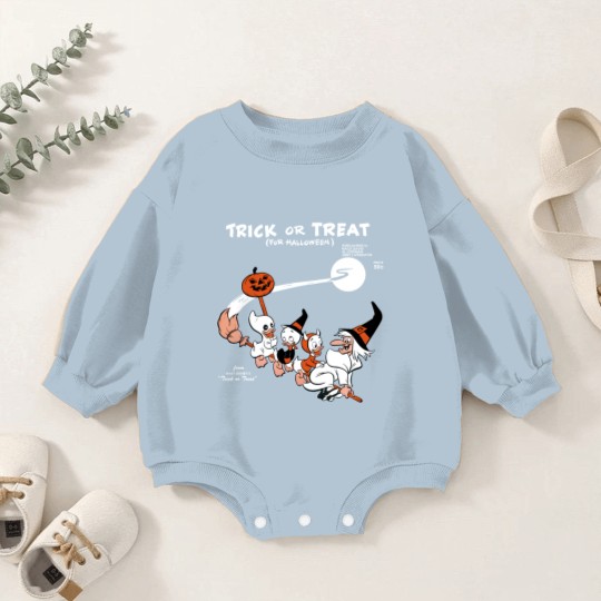 Discover Trick Or Treat Baby Romper Sweatshirts, Huey Dewey Louie Witch Halloween Baby Romper Sweatshirts