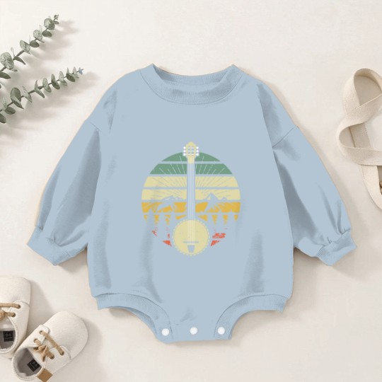 Discover Retro Banjo Mountains And Sun 80's Graphic Gift Baby Romper Sweatshirts