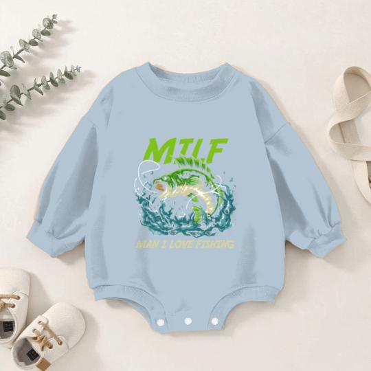 Discover Fishing Man I Love Fishing Attractive Woman MILFS Fisher Baby Romper Sweatshirts