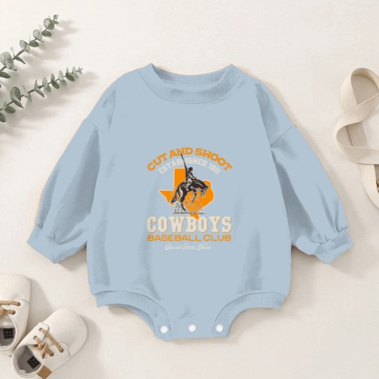 Discover Cow Cut and Shoot Texas Cowboys Retro Minor League Baseball Team Mooey Heifer Baby Romper Sweatshirts