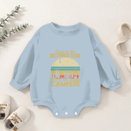 Discover Retired Side We're Happy Campers Retirement Camping Lover Baby Romper Sweatshirts