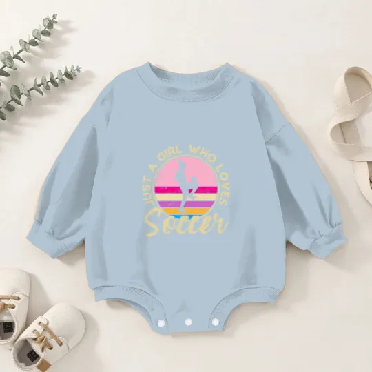 Discover just a girl who loves soccer women retro vintage soccer t Baby Romper Sweatshirts