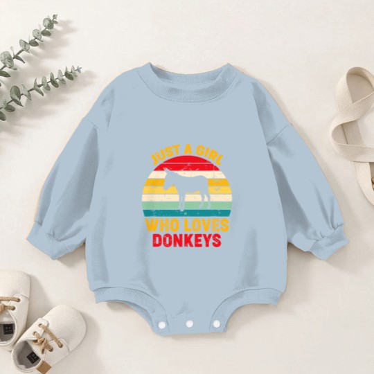 Discover Just A Girl Who Loves Donkeys Retro Sunset Donkey Lovers Baby Romper Sweatshirts