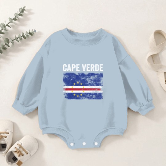 Discover Cape Verde Flag Distressed Baby Romper Sweatshirts