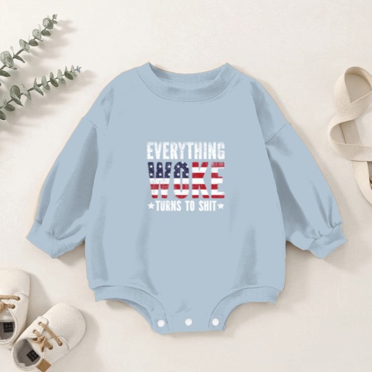 Discover Everything Woke turns to Shit Vintage USA Flag - Everything Woke Turns To Shit - Baby Romper Sweatshirts