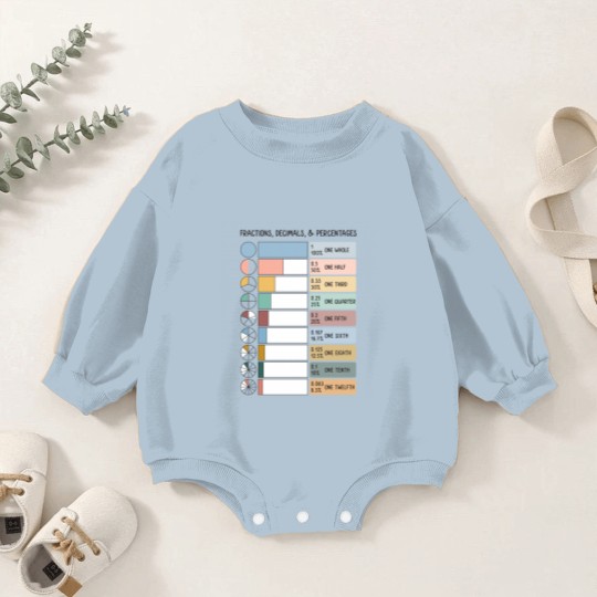 Discover Math Fraction Wheels Decimals and Percentages Educational Art in Muted Boho Rainbow Colors for Kid Baby Romper Sweatshirts