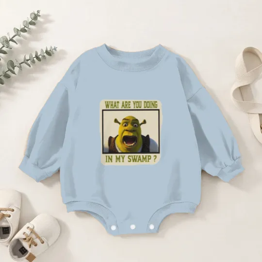 Discover Shrek Face Baby Romper Sweatshirts What Are You Doing in My Swamp Baby Romper Sweatshirts, I'm Swamped Baby Romper Sweatshirts, Funny Shrek Baby Romper Sweatshirts