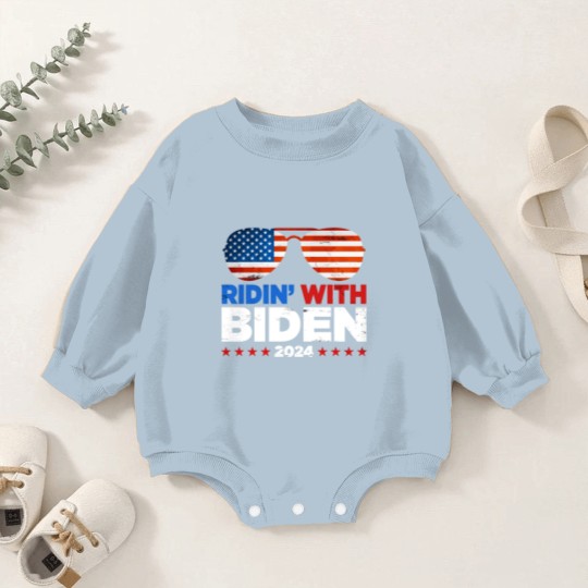 Discover Ridin' With Biden Joe Biden 2024 Election For Pres Baby Romper Sweatshirts