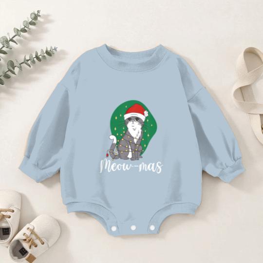 Discover Meow-Mas Cat Christmas Kitten Animal Christmas Tre Baby Romper Sweatshirts