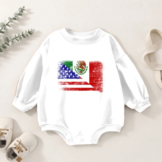 Discover Vintage Mexican American Flag Baby Romper Sweatshirts