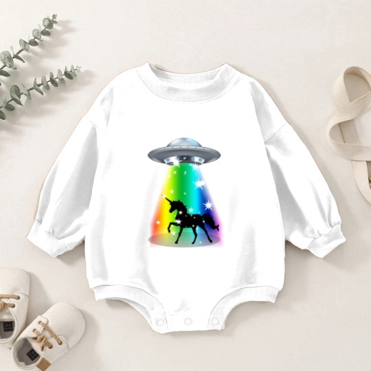 Discover Unicorn Rainbow UFO Alien Pony Space Travel Fable Baby Romper Sweatshirts