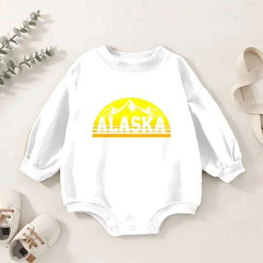 Discover Alaska Vintage Alaska Day Baby Romper Sweatshirts