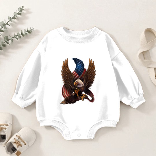 Discover Patriotic American Design With Eagle And Flag Baby Romper Sweatshirts