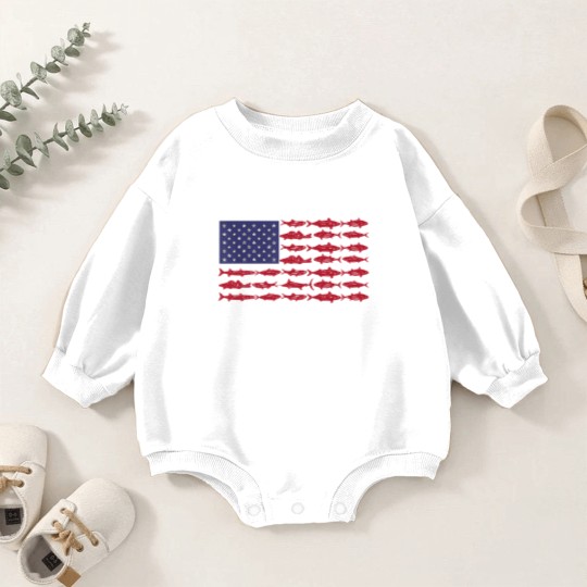 Discover Vintage USA Fish American Flag Baby Romper Sweatshirts Fishing Gifts ABS001