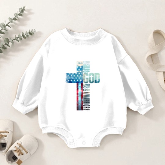 Discover Faith Cross American Flag Baby Romper Sweatshirts Christ Jesus Religious Baby Romper Sweatshirts