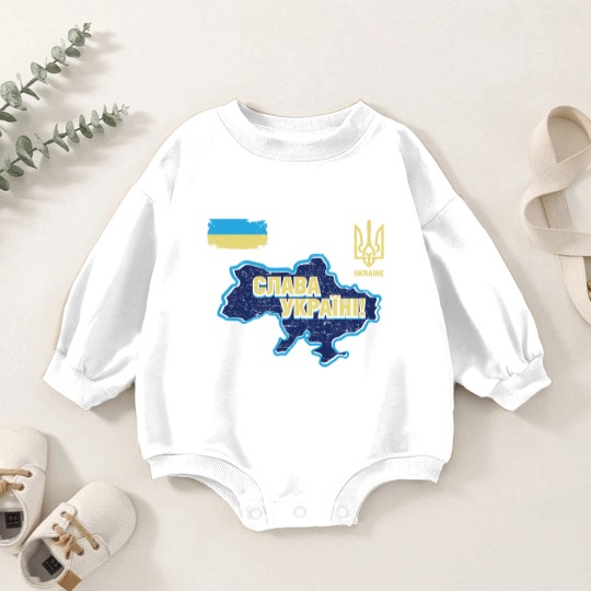 Discover Glory to Ukraine Map Football Team Baby Romper Sweatshirts