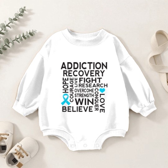 Discover Addiction Recovery Awareness Ribbon - Addiction Recovery Awareness - Baby Romper Sweatshirts