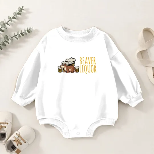 Discover Funny Beaver Liquor Animal Pun Beer Lover Drinking Baby Romper Sweatshirts