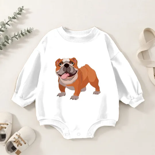 Discover Happy bulldog Baby Romper Sweatshirts