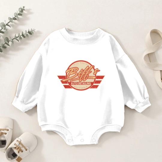 Discover Biff's Auto Detailing in Distressed Red - Back To The Future - Baby Romper Sweatshirts