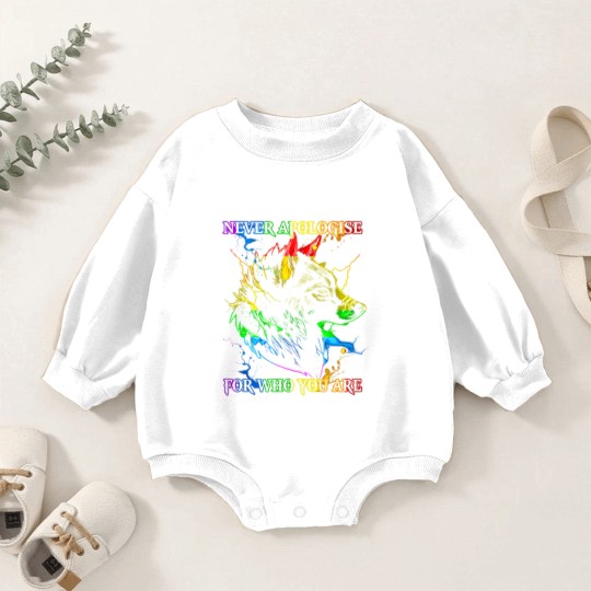 Discover Rainbow Wolf Baby Romper Sweatshirts Gay Wolfs Rainbow Wolfs skin Gay Pride LGBT