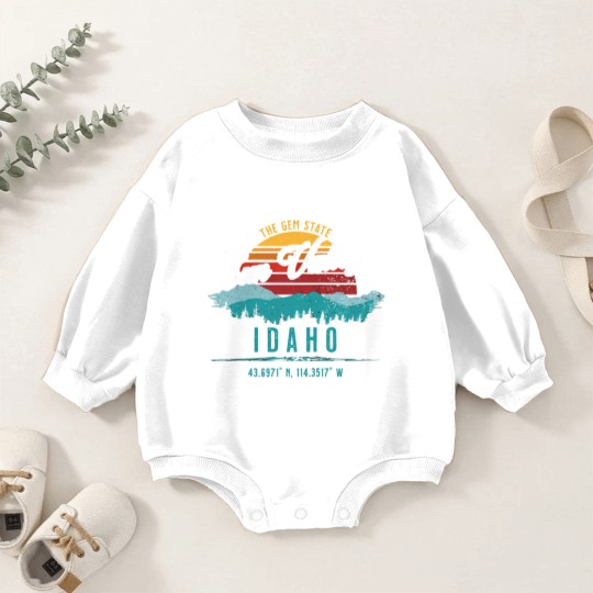 Discover Retro Sun Valley Idaho Vintage Mountains Sun Souve Baby Romper Sweatshirts