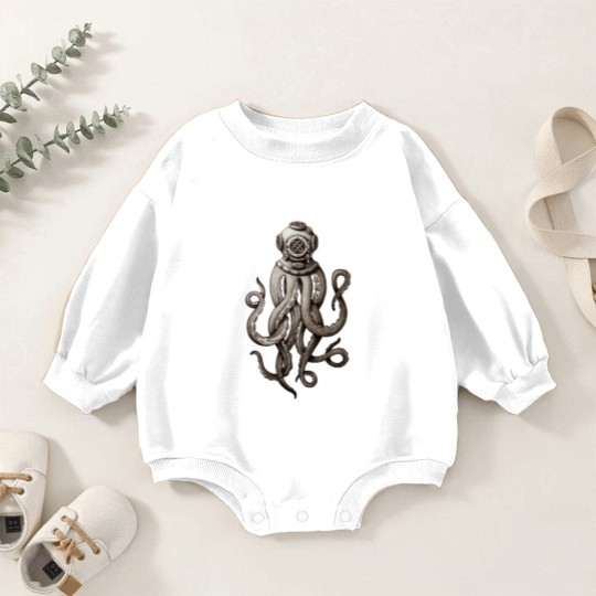 Discover Retro Fashion SCUBA Diver Weird Killer Octopus Baby Romper Sweatshirts