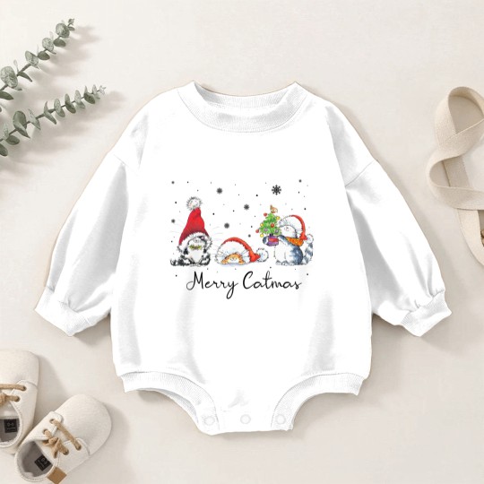 Discover Cats With Santa Hat Merry Catmas Cat Lover Christmas Gift Baby Romper Sweatshirts