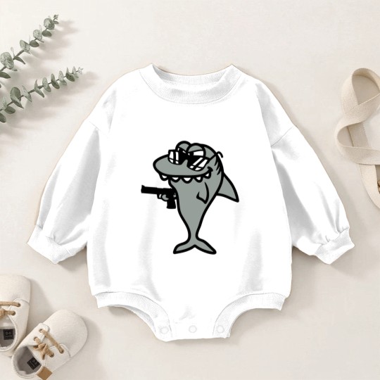 Discover hai gangster criminal criminal thief robber pistol Baby Romper Sweatshirts