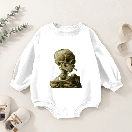 Discover Skull with Burning Cigarette by Vincent van Gogh - Skull - Baby Romper Sweatshirts