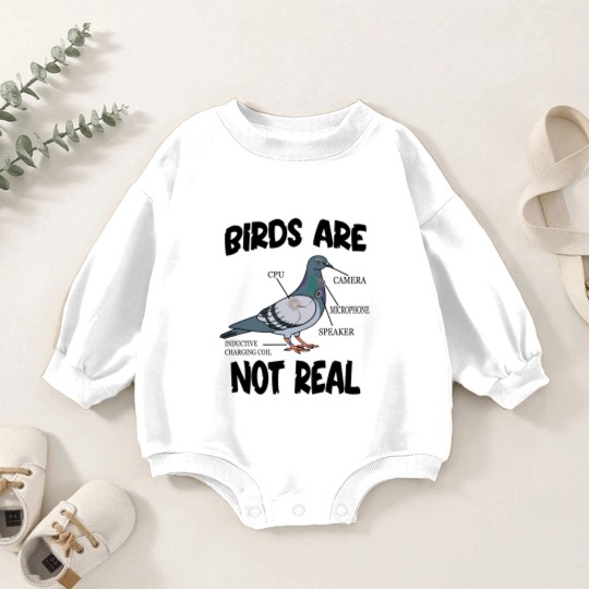 Discover Birds Are Not Real Bird Spies Conspiracy Theory Birds Baby Romper Sweatshirts