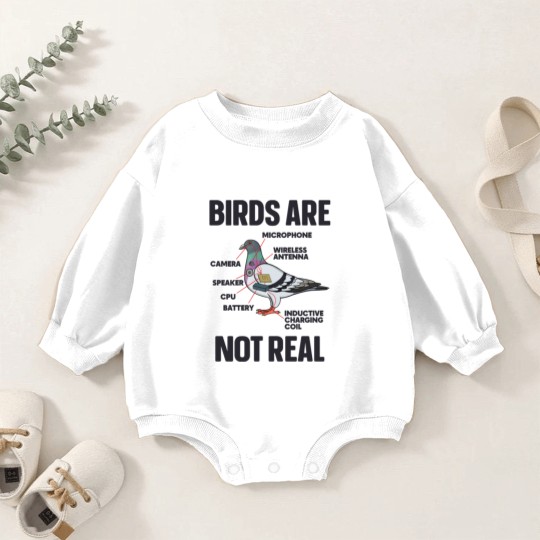 Discover Birds Are Not Real Baby Romper Sweatshirts