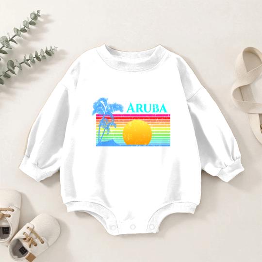 Discover Retro Beach Aruba Sunset - Aruba - Baby Romper Sweatshirts