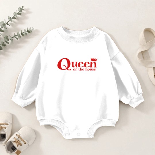 Discover Queen of the House with little crown Baby Romper Sweatshirts