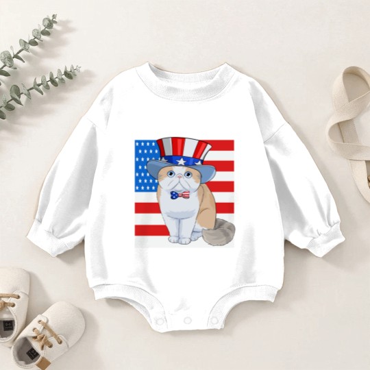 Discover Exotic Shorthair Cat 4th of July - Exotic Cat - Baby Romper Sweatshirts