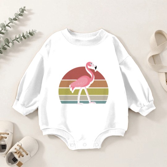 Discover Flamingo Baby Romper Sweatshirts Sunset Retro Vintage 70s Animal Nature Lovers - Flamingo - Baby Romper Sweatshirts
