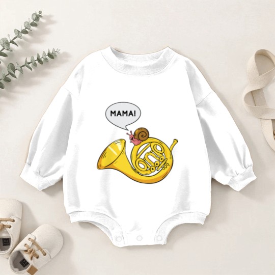 Discover Snail French Horn Shell Pun Musician Gift Baby Romper Sweatshirts