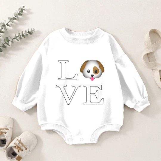 Discover Love Cute Dog _emoji icon smiley emoticon Baby Romper Sweatshirts
