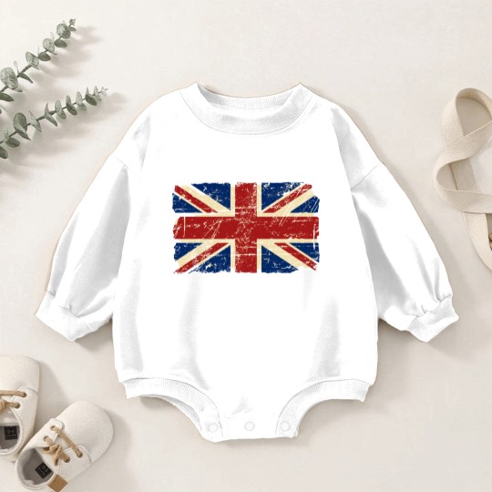 Discover Union Jack Flag - Vintage Look Baby Romper Sweatshirts