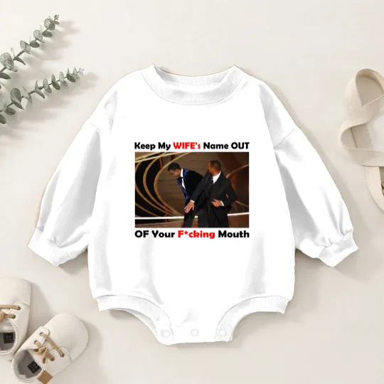 Discover Will Smith Smacks Chris Rocks Onstage Baby Romper Sweatshirts, Will Smith Baby Romper Sweatshirts, Will Smith Slapped Chris Rocks, 2022 Oscars, Meme Baby Romper Sweatshirts