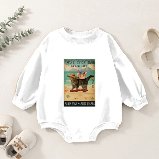 Discover Beach Life Sandy Toes Exotic Shorthair cat gift Baby Romper Sweatshirts