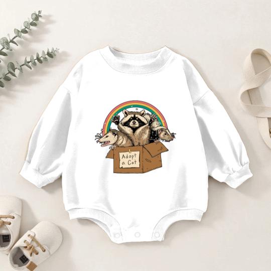 Discover Racoon Opossum Baby Romper Sweatshirts