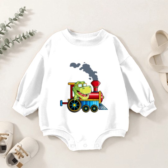 Discover Funny Dinosaur Riding A Train Tyrannosaurus Dino B Baby Romper Sweatshirts
