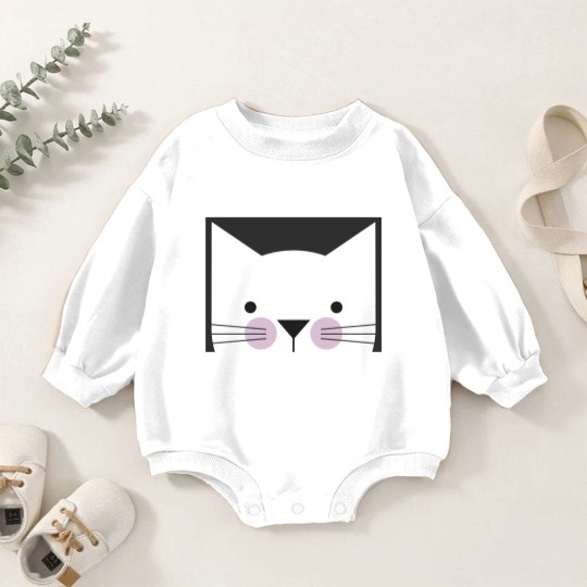 Discover Peek-a-Boo Kitty, Black and White with Lavender Cheeks - Cats - Baby Romper Sweatshirts
