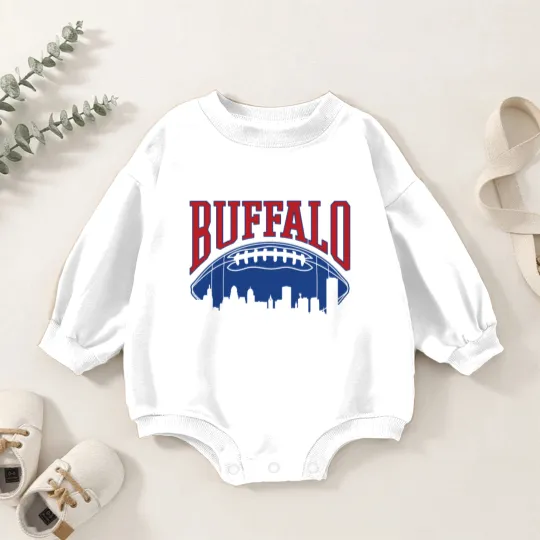 Discover Buffalo Football Vintage Skyline New York Bills Ma Baby Romper Sweatshirts